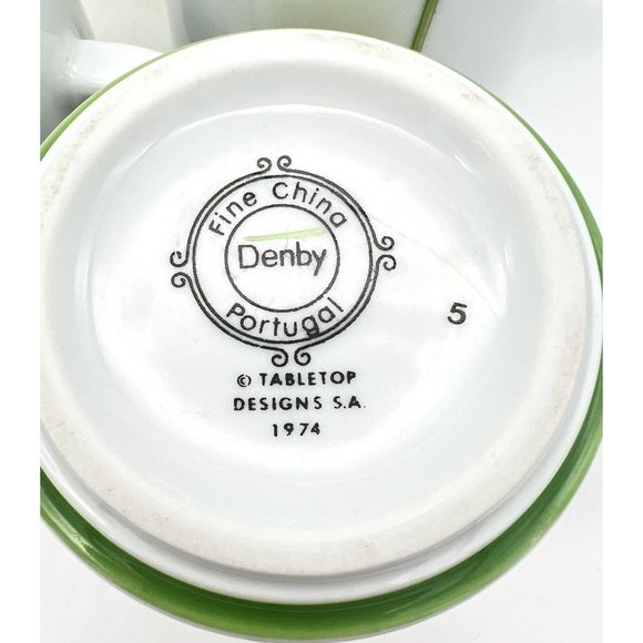 Four Vintage Denby Cups Quadrille Pattern Poppy Floral Made in Portugal 1974 - Picture 8 of 8